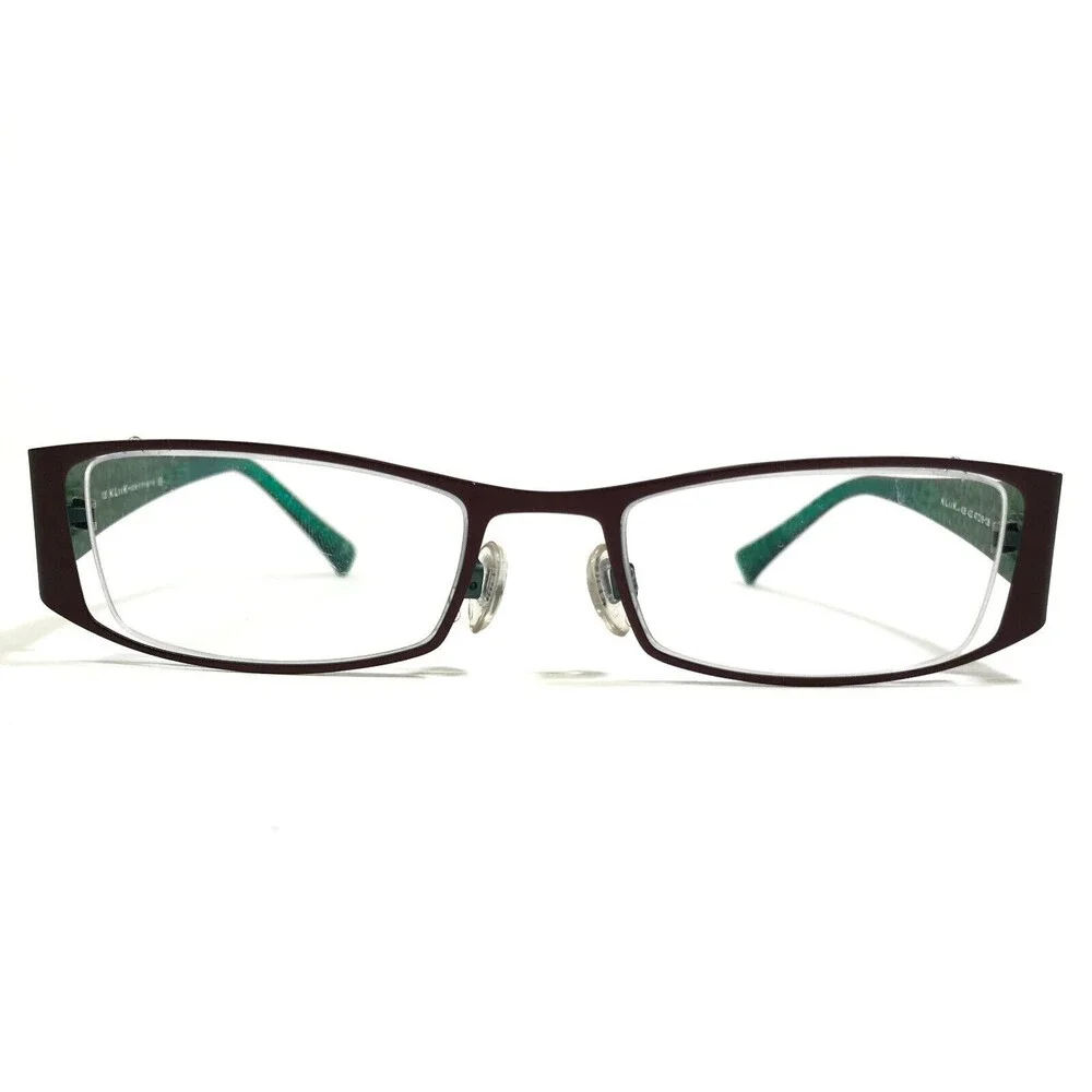 KLiiK Eyeglasses Frames 428 422 Brown Matte Green Rectangular Full Rim 47-16-135